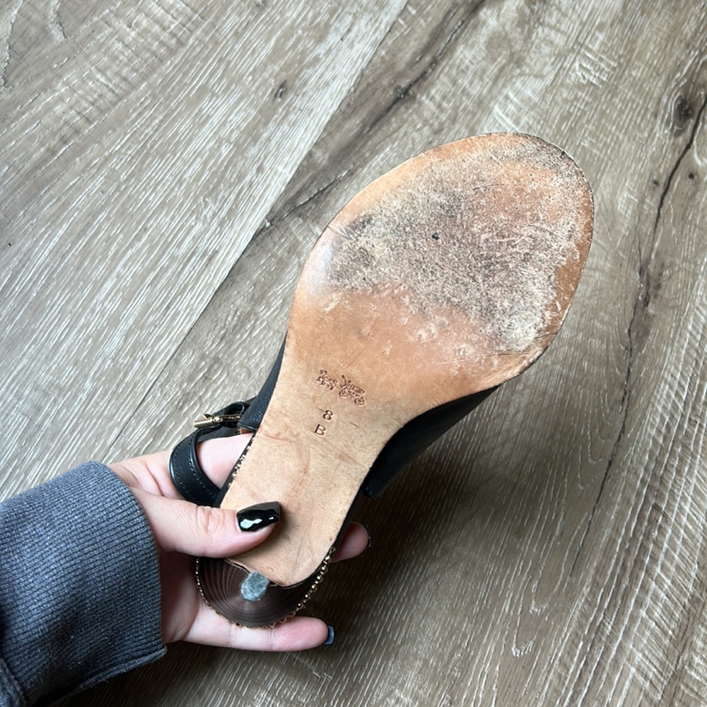 FINAL REDUCTION Coach Peep-toe Leather Heels Accented with Studs - Picture 9 of 10